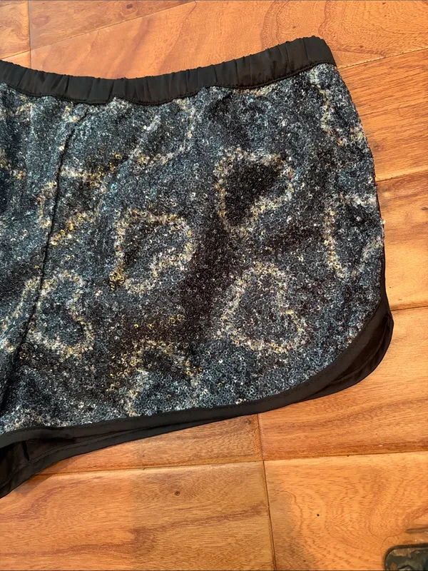 Victoria’s Secret Black Heart Cheetah Sequenced Mini Drawstring Shorts - Image 7