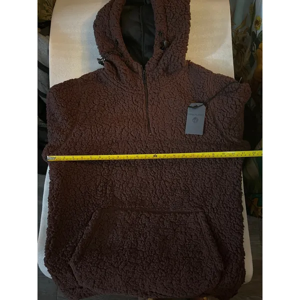 Free Planet Burgundy Sherpa Hoodie S Winter Cozycore Comfy Casual Streetwear NEW - Image 8