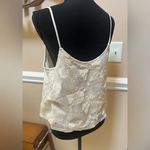 Express Cream Floral Lace Cami Blouse - Image 2
