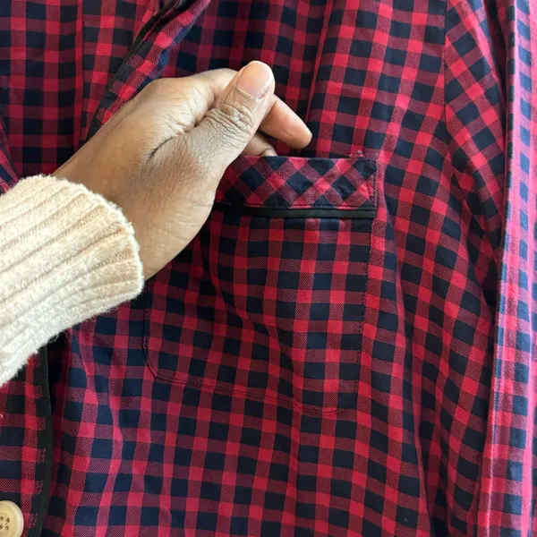 Madewell red gingham pajama top check long sleeve top size small - Image 6