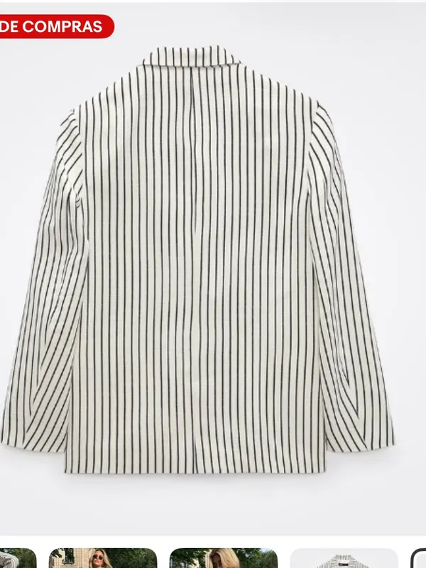 Zara Oversized Black and White Striped Blazer - Image 2