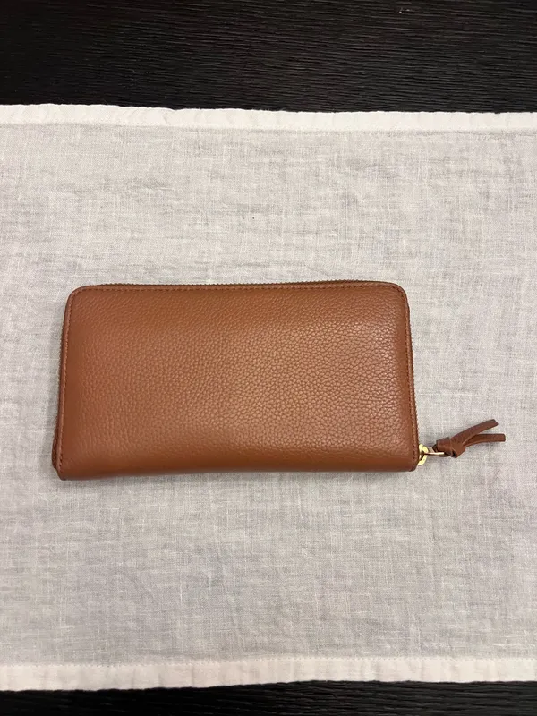 Tory Burch Britten Wallet Tan Zip Continental Pebbled Leather - Image 5
