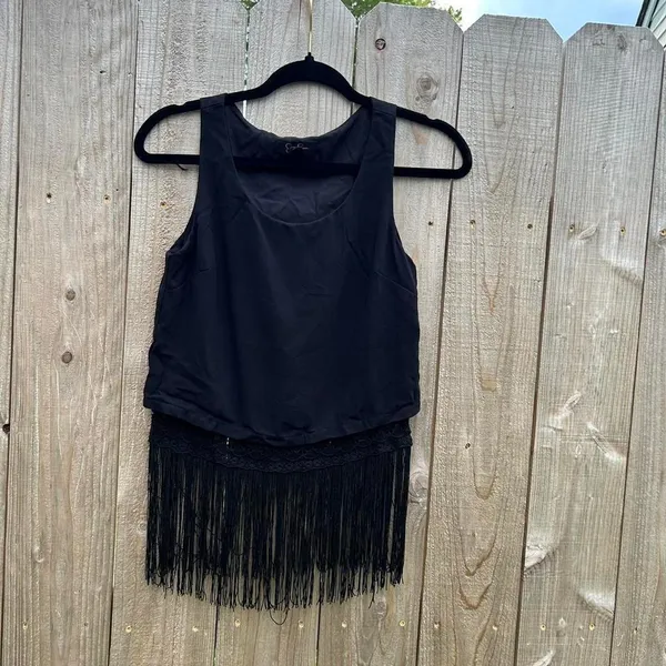 Jessica Simpson black tassel tank top‎ size xs - Image 3
