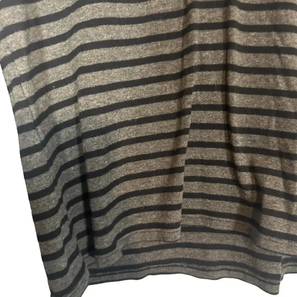 Lauren Ralph Lauren Gray & Black Striped Long Sleeve Henley Blouse Women Sz M - Image 4