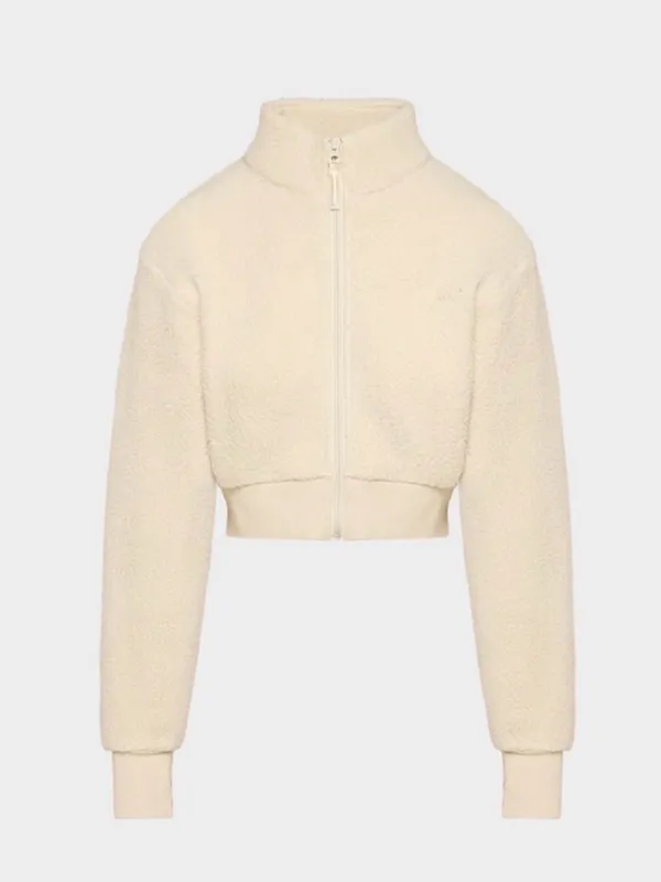Aritzia Tna Polartec Thermal Pro Mockneck Waist Zip-Up sz Small in mullein - Image 2
