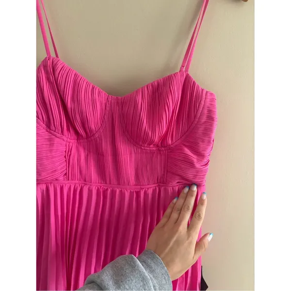 Lulus Lulus Cascading Crush Hot Pink Tiered Bustier Midi Dress Size Large Formal - Image 11