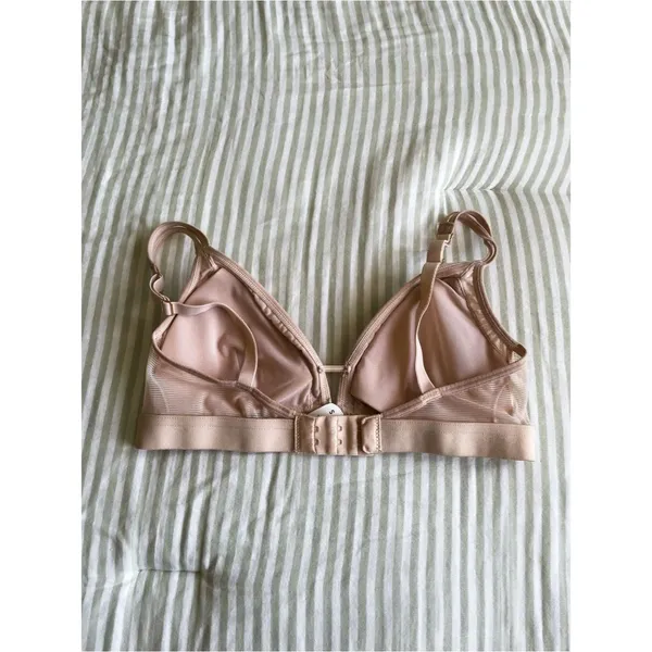 Lively Mesh Trim Triangle Padded Bralette Size S Cream Removable Padding - Image 4