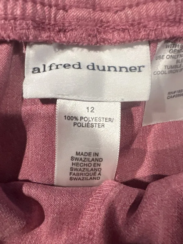 Women 12 Alfred Dunner Dusty Mauve Pull On Pants Elastic Waist Straight Leg Clas - Image 2