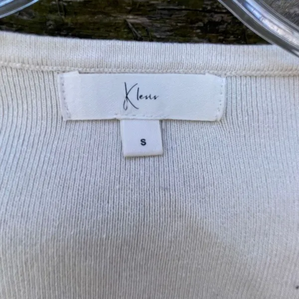 Klesis size S cropped ruched sides knit top polka dot - Image 5