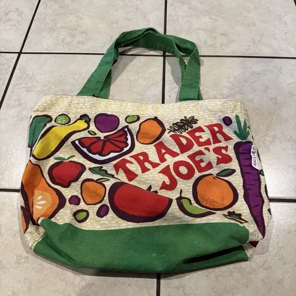 Trader Joe's Shopping Bag Fruit & Vegetable (100% cotton) Made In AOP/USA - Image 2