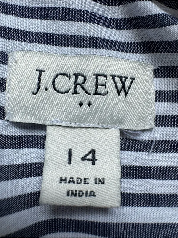 J.Crew Factory 14 Blue White Striped Ruffle Sleeve Midi Shirt Dress CK548 - Image 3