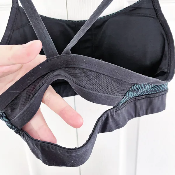 Lululemon Rise and Run Bra Mini Trax Deep Green Black Racerback Sports Bra - Image 5