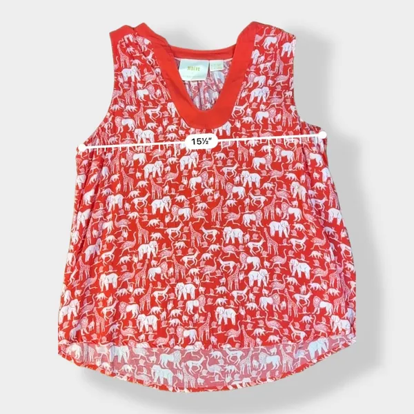 Anthropologie Maeve Melange Red‎ Animal Print Top Size 6 - Image 4