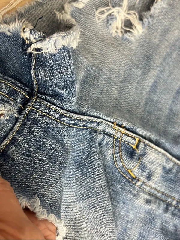 American Eagle Denim Shorts Women Size 8 Blue Distressed Button Fly Y2K Cutoff - Image 13