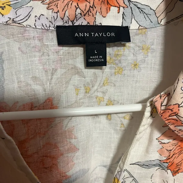 Ann Taylor Floral Blouse - Cream, Orange, Purple - Image 3