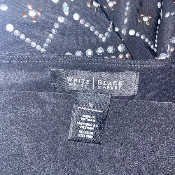 White House Black Market Elegant Black Sheath Dress Beaded Cocktail Party - Image 3