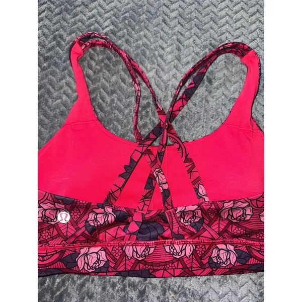 Lululemon Energy Bra Prisma Multi Guava Lava Boom Juice Pink Spring Pilates Sz 8 - Image 3
