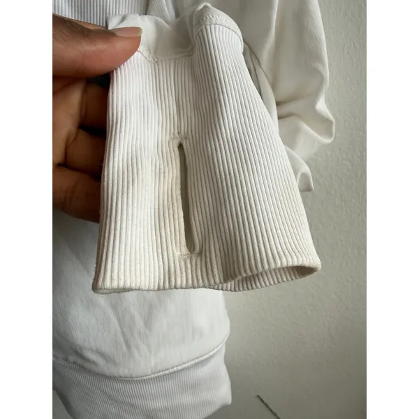 Lululemon White Stride Jacket Ruched Sleeve Hooded Full Zip Ribbed Size 4/6 Flaw - Image 3