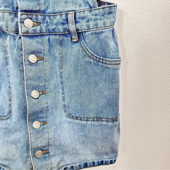 Pacsun Denim Overall Mini Skirt‎ Medium Wash Women's Size Small - Image 6