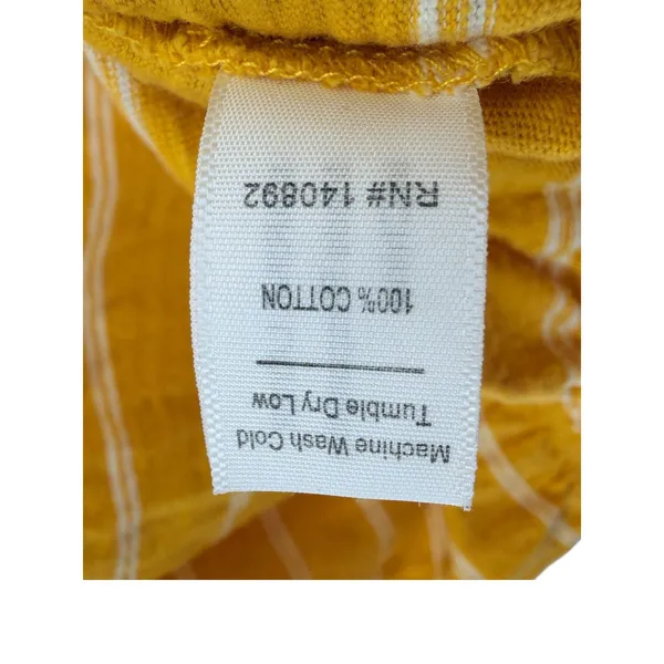 Marine Layer Womens Yellow White Striped Cotton Cinched Sleeve Blouse Top M - Image 7