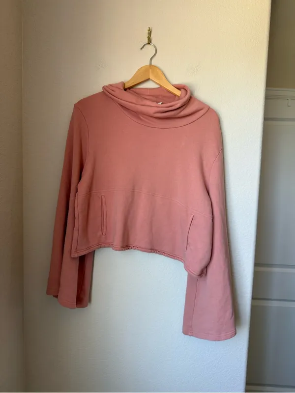 Free People Movement Salvation Turtleneck Flare Slit Sleeve Sweatshirt Size L - Image 2