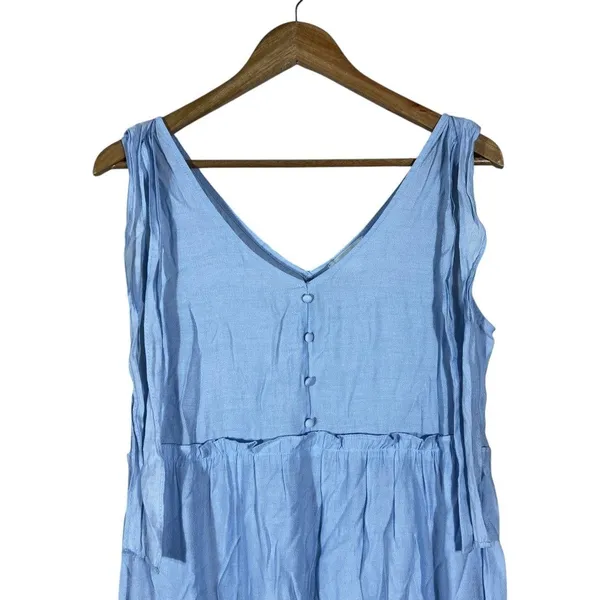 Blu Pepper Tiered Solid Maxi Dress Light Blue Cottagecore Tie Shoulder Size S - Image 3