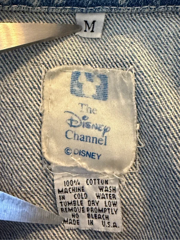 Vintage Disney Channel Mickey Mouse Logo Denim Jean Jacket USA Made Size Medium - Image 9