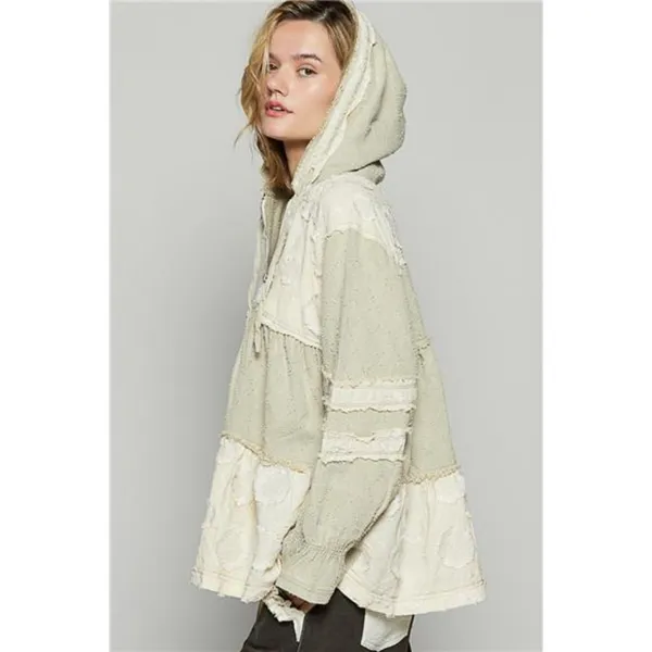 NWT POL Raw‎ Hem Color Block Hooded Jacket - Image 3