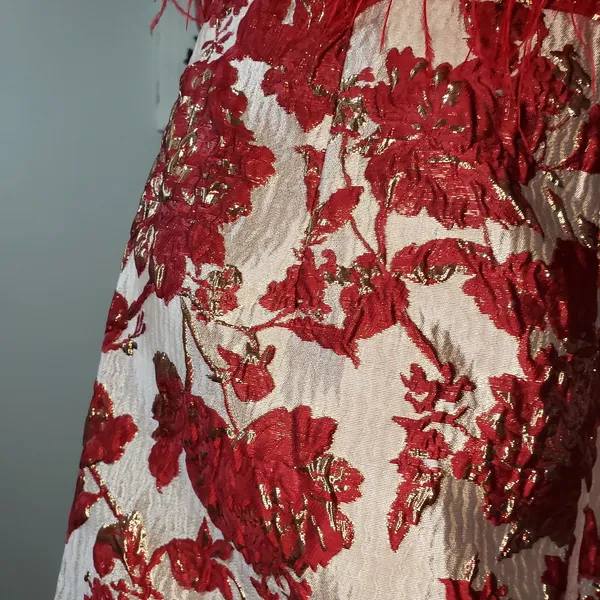 Hyacinth House Reina Red Jacquard Feather Dress NWT - Image 6
