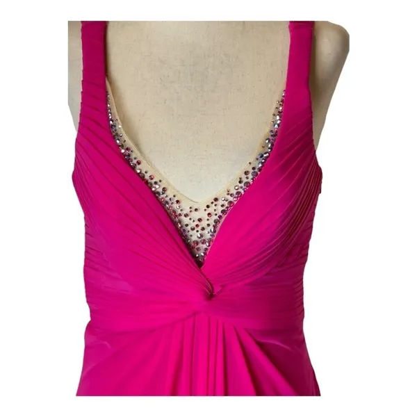 La Femme Dress Women 00 Pink Deep‎ V Jersey Knit Illusion Neckline Formal Gown - Image 7