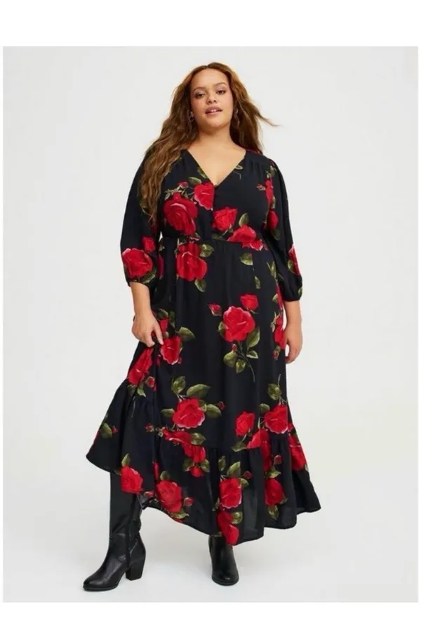 Torrid Black Floral Maxi Dress - Image 3