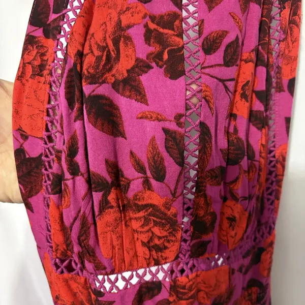 Abel The Label Anthropologie Charlotte Maxi Dress Small Fuschia Red Floral Boho - Image 7