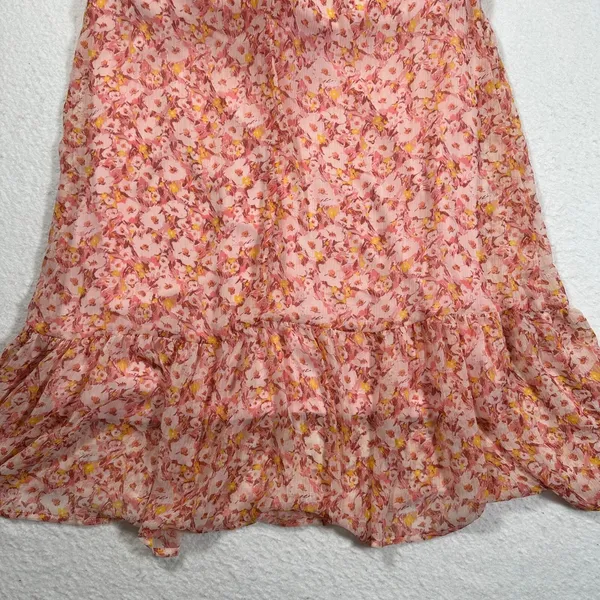 Lush Midi Dress Women's Medium Dusty Rose Yellow Floral Print Ruffle New - Image 10