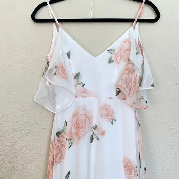 Lulu's Take You There Ivory Floral Print Maxi Dress size XS‎ - Image 4