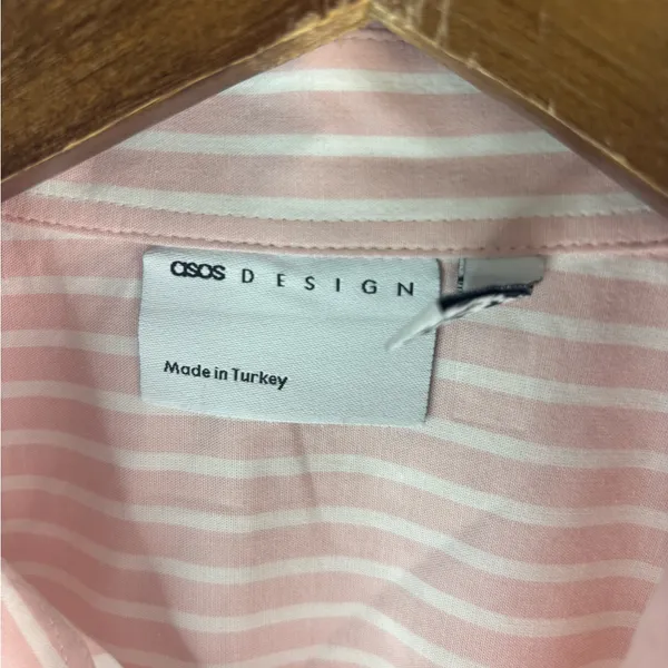 ASOS M Preppy Pastel Pink and White Striped Button Down Shirt - Image 10