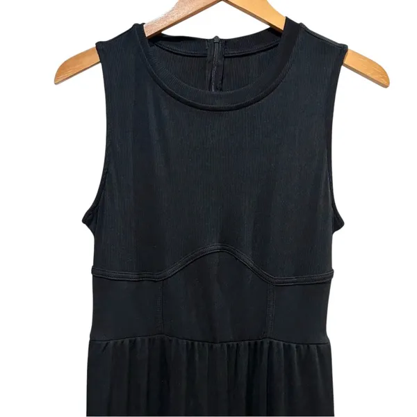 CIDER Solid Wide Leg Corset Rib Jumpsuit Black Minimalist Chic Vibe Size Large - Image 9