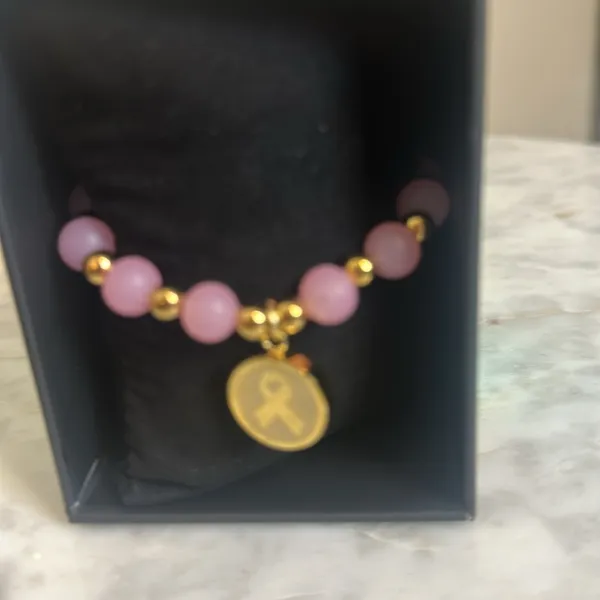 Rustic Cuff Breast Cancer Awareness‎ Stretch Bracelet Pink and Good New in Box - Image 2