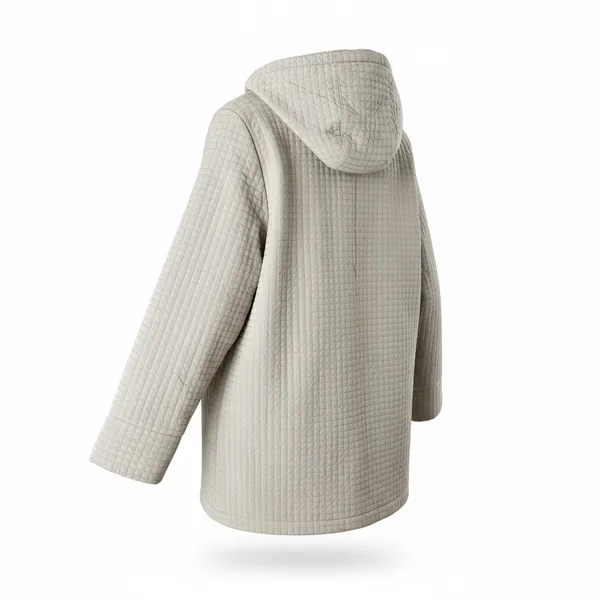Aeros‎ by Kristen Blake Womens XL Beige Quilted Hooded Zip Jacket Coat I72922 - Image 4