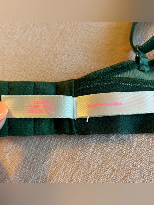 PINK Victoria’s Secret dark green crushed velvet triangle bralette size M - Image 6