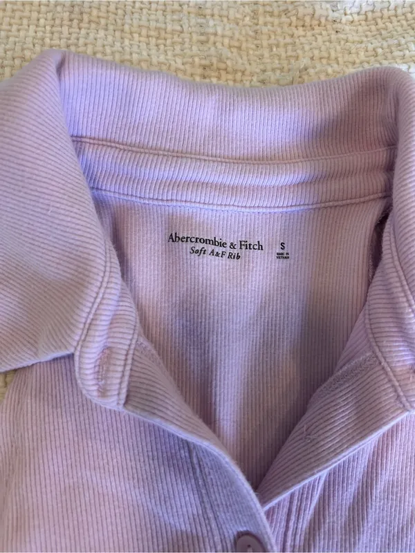 Abercrombie & Fitch Lilac Ribbed Polo Tank Bodysuit - Image 3
