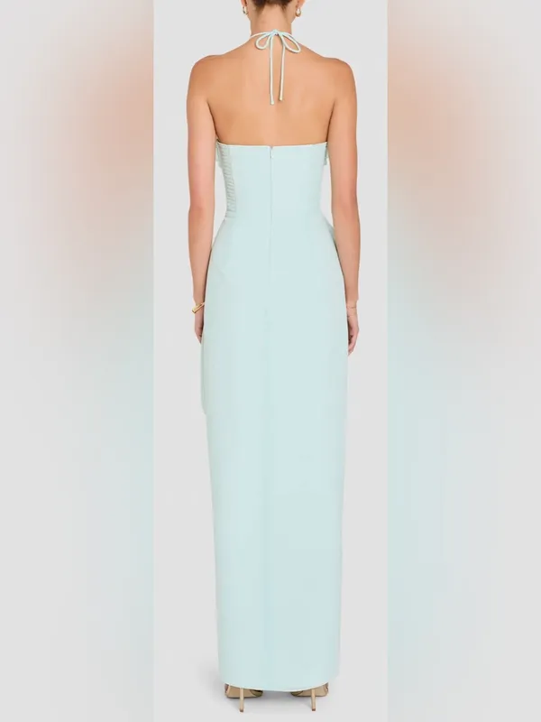 NEW Amanda Uprichard Alessandra Halter Neck Ruffle Trim Gown Sz L - Image 2