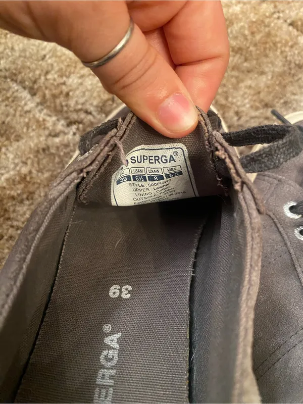 Superga Gray Canvas Low-Top Sneakers with Cream Sole EU 39 - Image 3