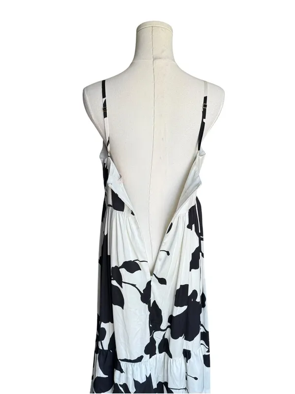 Hutch x Anthropologie - Guthrie Floral Satin Maxi Dress Side Slit Tie Back Sz 2 - Image 7