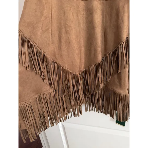 Halara Brown Faux Suede Bodycon Fringe Mini Dress Western Boho XL NWT - Image 7