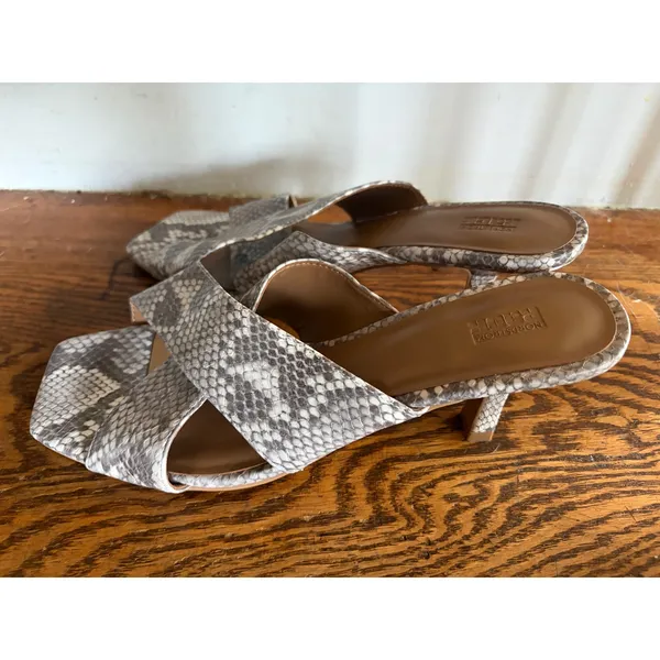 Nordstrom Rack Lauren Snakeskin Crisscross Square Toe Kitten Heel Mules 7.5 - Image 2