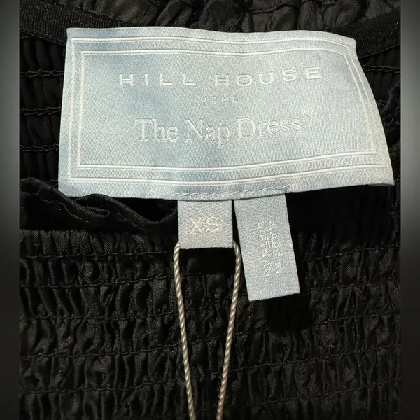 NWT Hill House Nap‎ Dress Smocked Black Maxi Dress Crushed Taffeta Size XS - Image 6