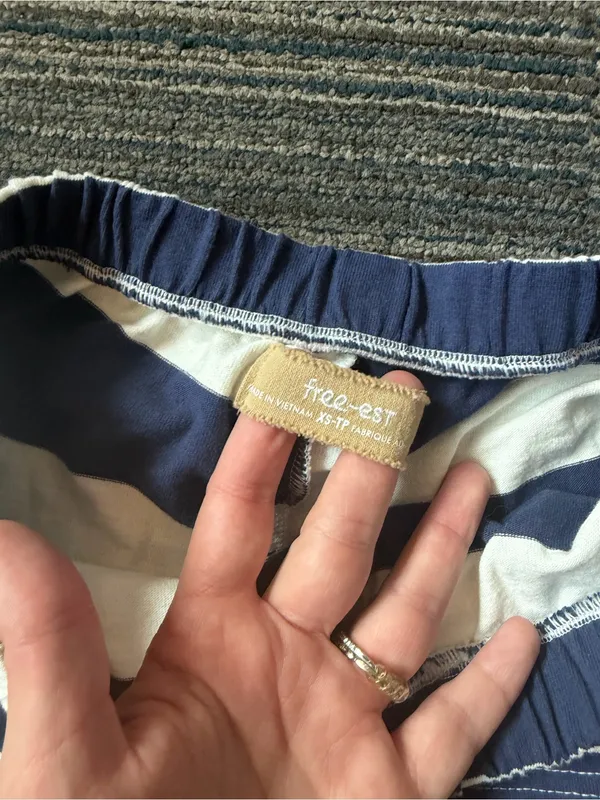 Free-EST by Free People XS Navy Cream Striped 100% Cotton Shorts - Image 4