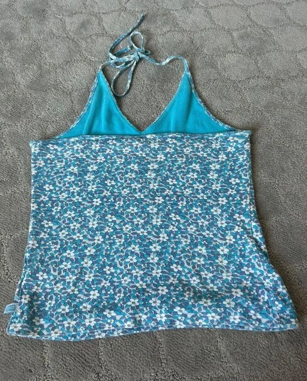 Route 66 Blue and white Floral Halter Top - Image 4