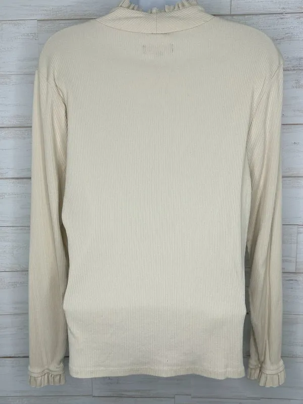 NWOT J. Crew Womens Vintage Rib Ruffle Mockneck in Ivory Size XL - Image 5