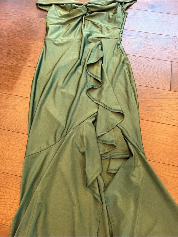 Cefian Formal Green Ruffle Long Gown Dress Size Small - C3-234 - Image 9